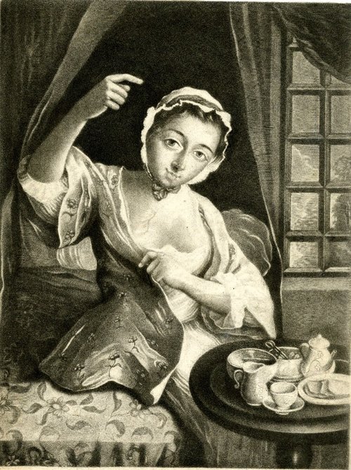A young woman sitting at her breakfast table, The British Museum