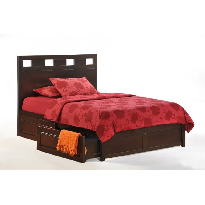 Tamarind Bed Full Dark Chocolate K-Series w Cinnnamon Storage Drawer opened-700x700.jpg