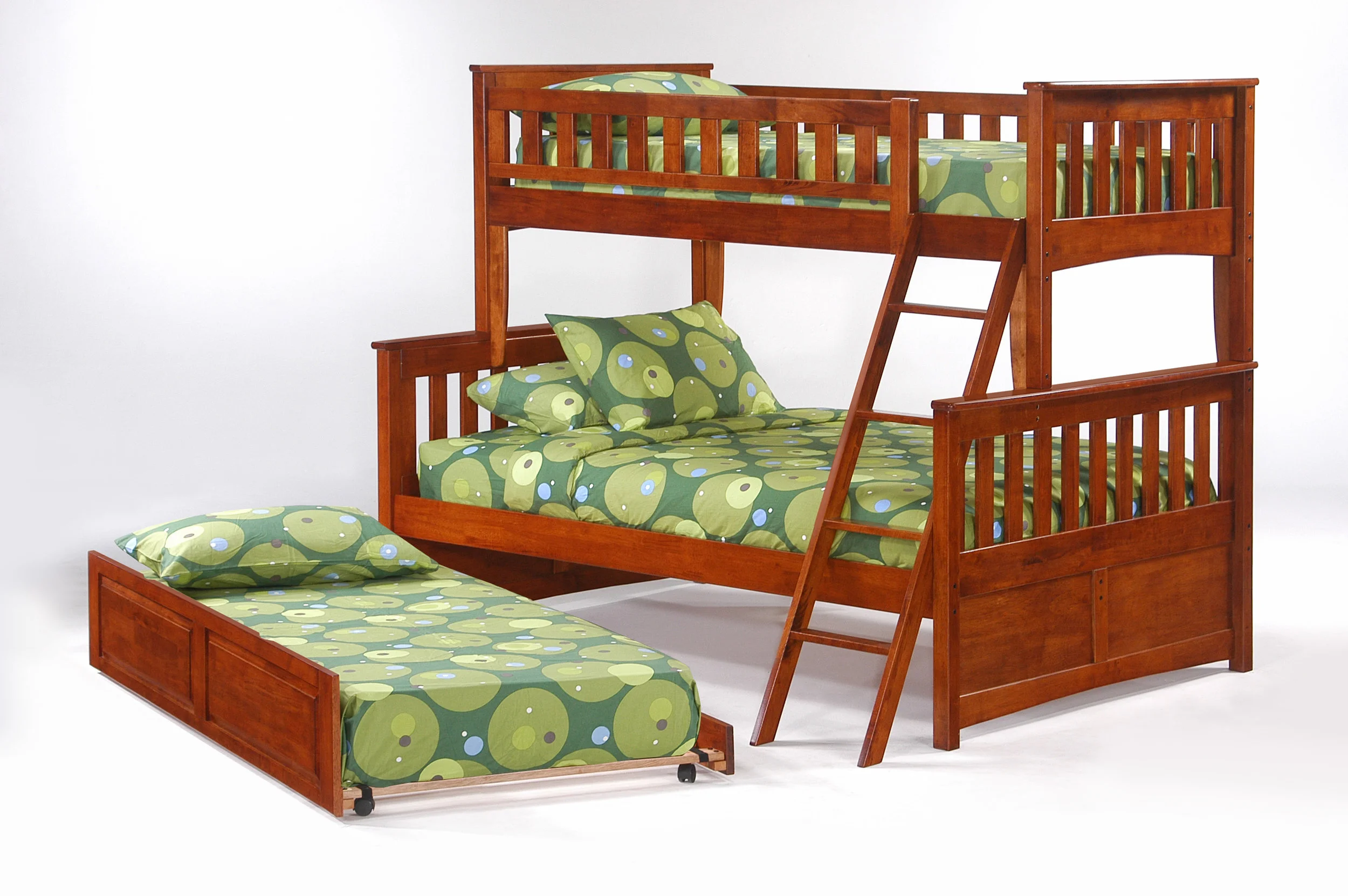 Ginger Twin Full Bunk Cherry w Cinnamon Trundle Bed open.jpg