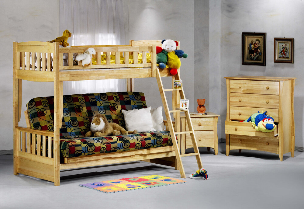Natural Twin Full Futon Sofa Bunk Bed, Twin Over Futon Bunk Bed Wood
