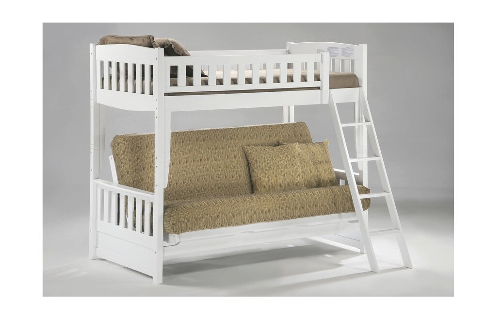 White Twin Full Futon Sofa Bunk Bed, Wood Bunk Bed With Futon Couch