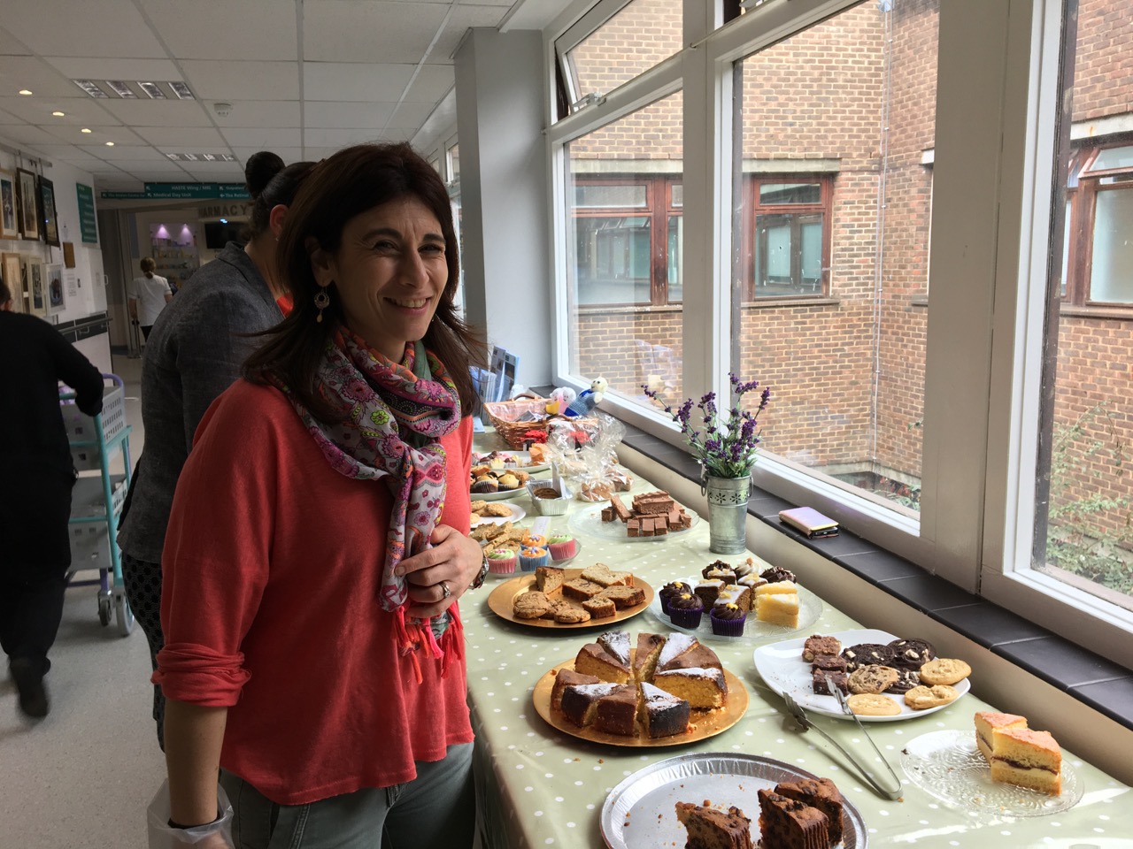 GRACE volunteer at the Cake Sale for Ovarian Cancer Awareness at the Royal Surrey County Hospital