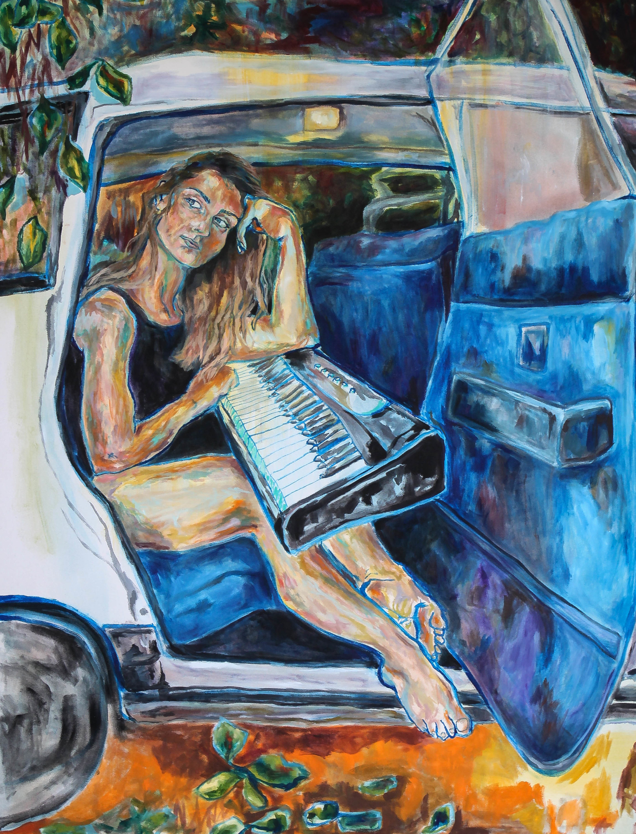 Frankie 4.5 x 4 ft oil on canvas *Cover for Frankie’s new album, Geniza. Stream: https://open.spotify.com/album/4JttoB2t6JmI588XnRmV4d?si=Spkua0k6T6SZDasx2GaABA