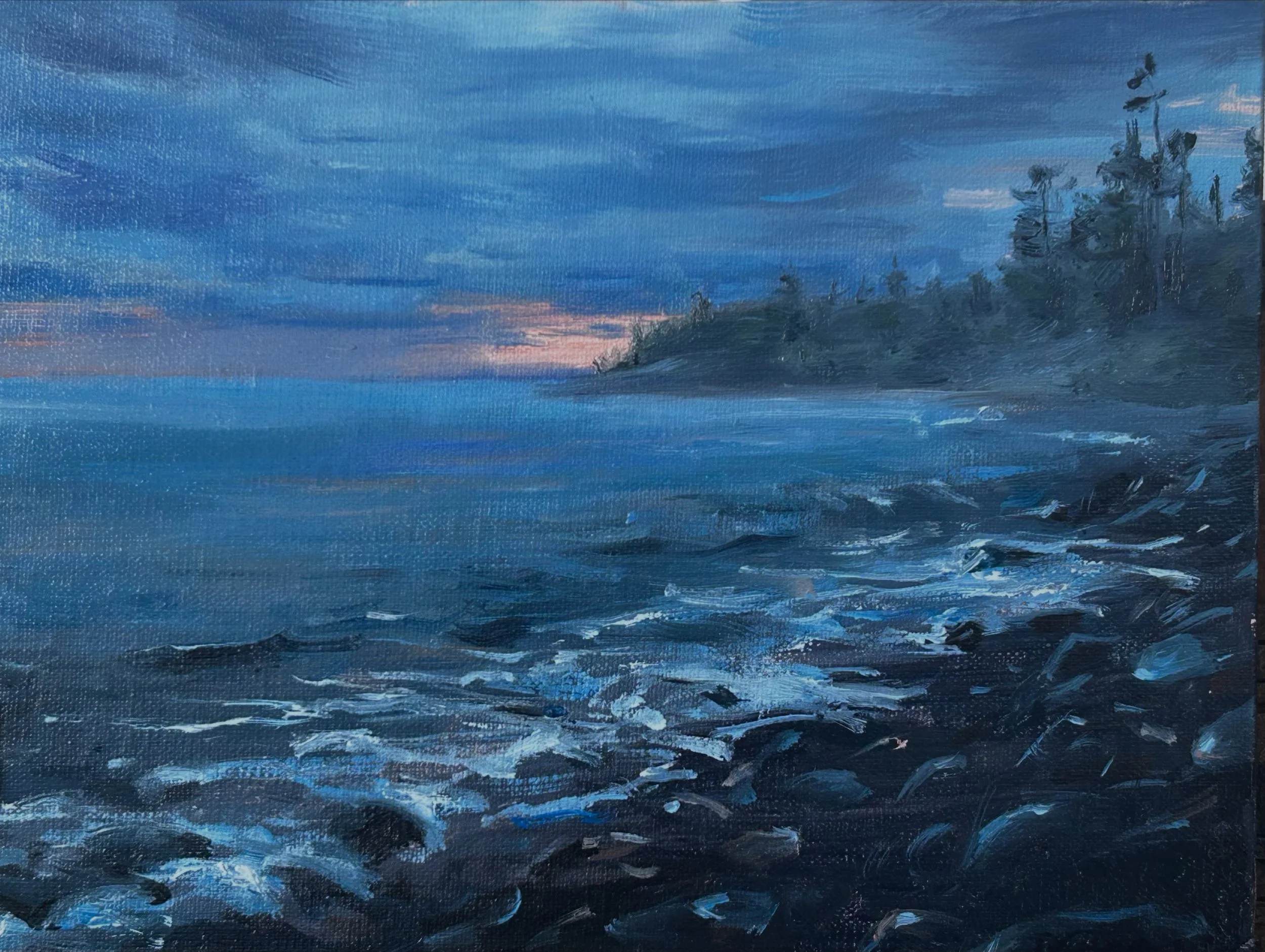 Grand Marais Glimmer, 6x8, oil on panel