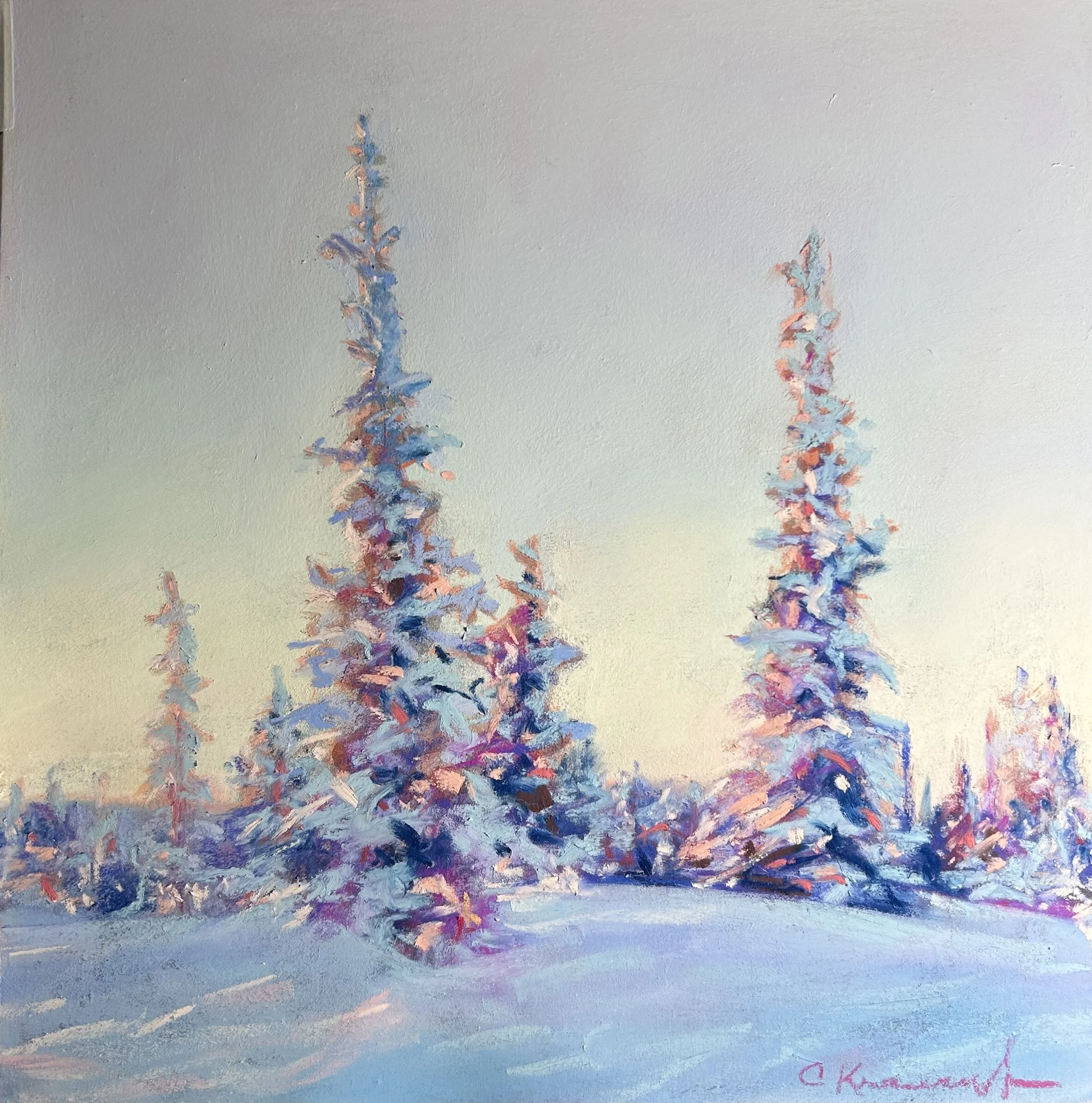 A Finland Frost, 12x12, pastel on paper