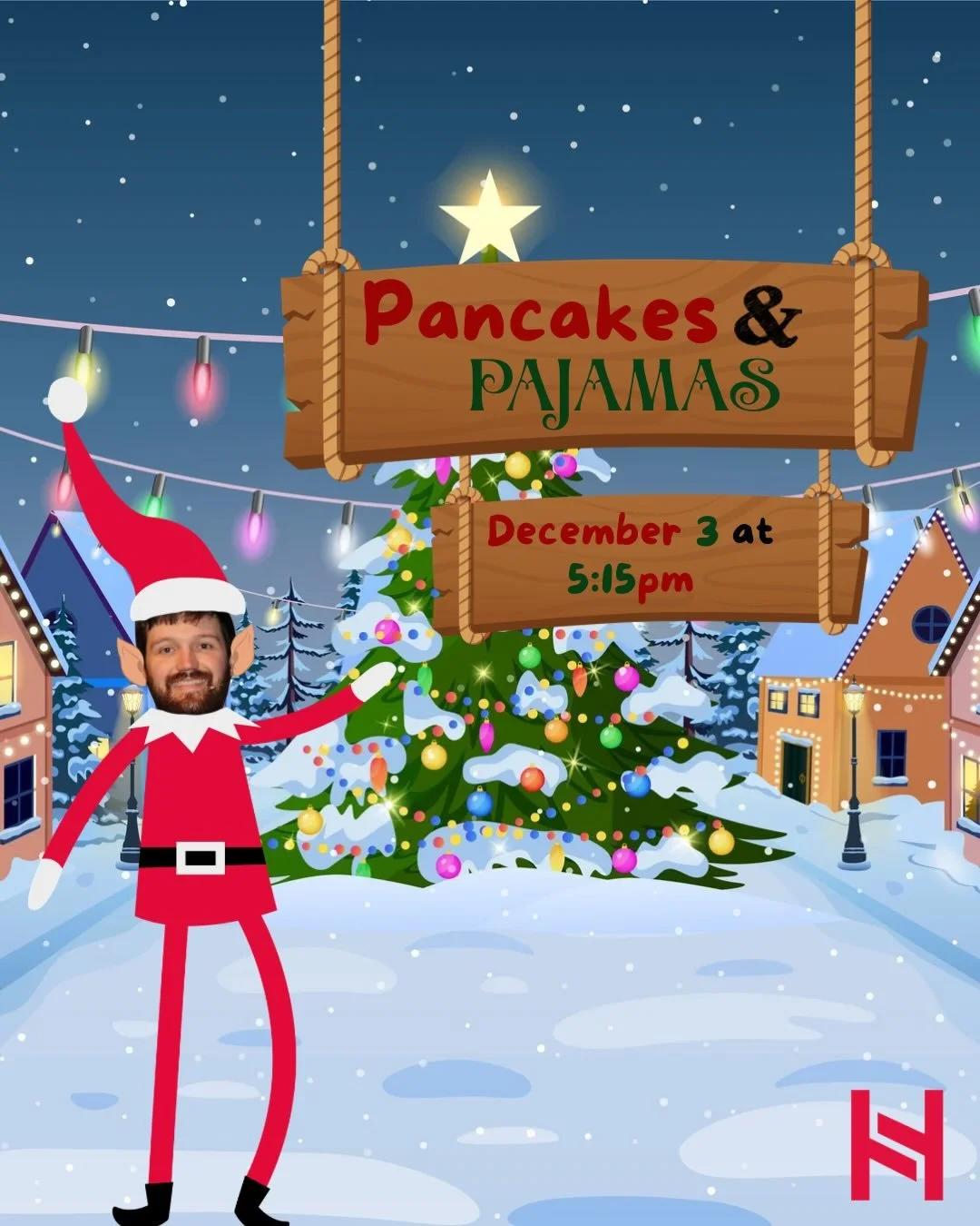 PANCAKES AND PAJAMAS TOMORROW AT 5:15PM !! It&rsquo;s going to be AWESOME 🎄🥞🎄🧣