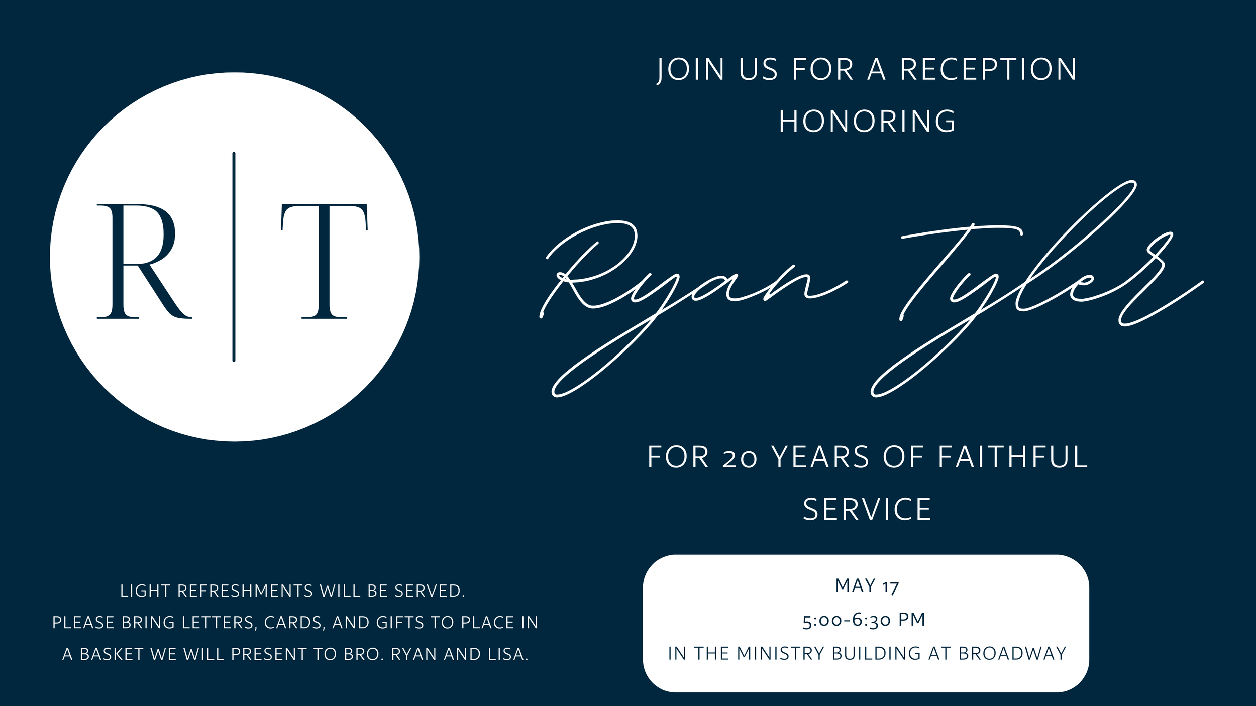 Celebrating Ryan Tyler 20 Years of Ministry with Us