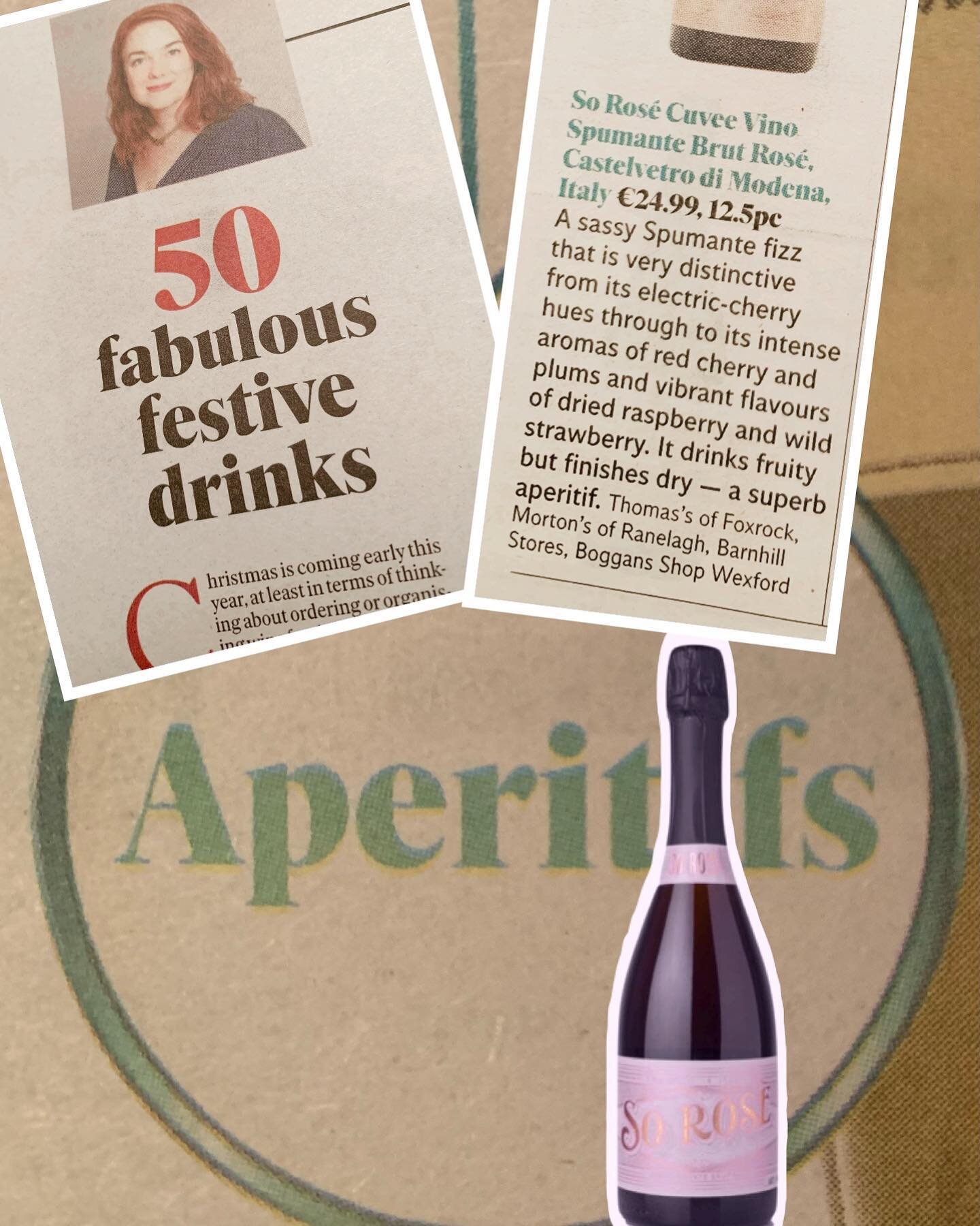 Thank you @aoifecarrigy_ for your review of our SO Ros&egrave; as a &ldquo;superb aperitif&rdquo; SO glad you enjoyed it 💜