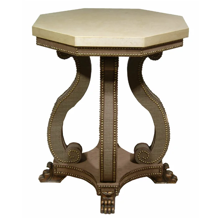 Hadrian Octagonal Side table in Brown Velvet