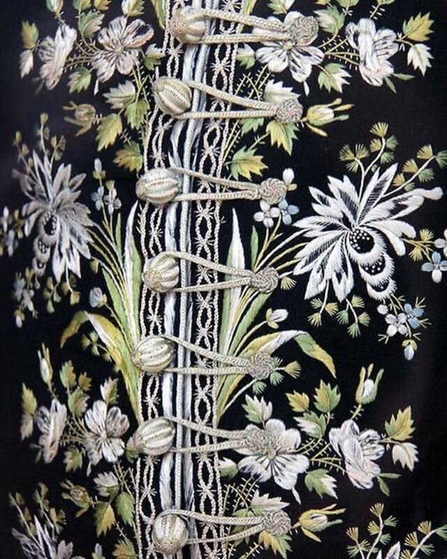 Detail of a Gentleman&rsquo;s Coat, 1770-80, #18thcentury #embroidery #coat #dresscoat #hungarian #museumofappliedartsbudapest #antique #textiles #decorative #silk #stylish