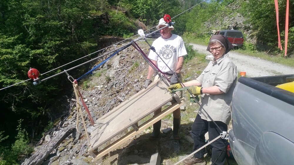  The zipline that carried bags of concrete in to the build site at the intake (aka the “quick way”). 