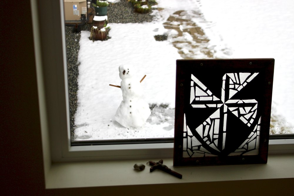  Shortly before the first real snowfall, a snowman appeared outside stairs to the cells. 