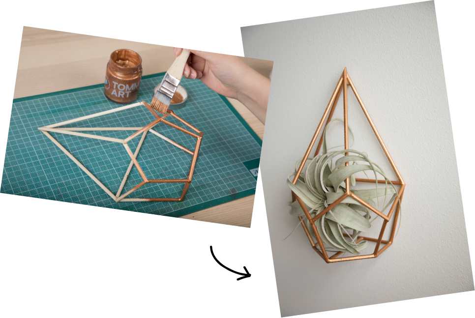 Tommy Art geometric air plant holder using Gold Metallic Paint