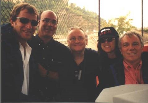   On location with  Pulse: a STOMP Odyssey  IMAX film (from left to right Christophe Lanzenberg, David Marks, Steve McNicholas, Harriet Leve and James Neihouse)  