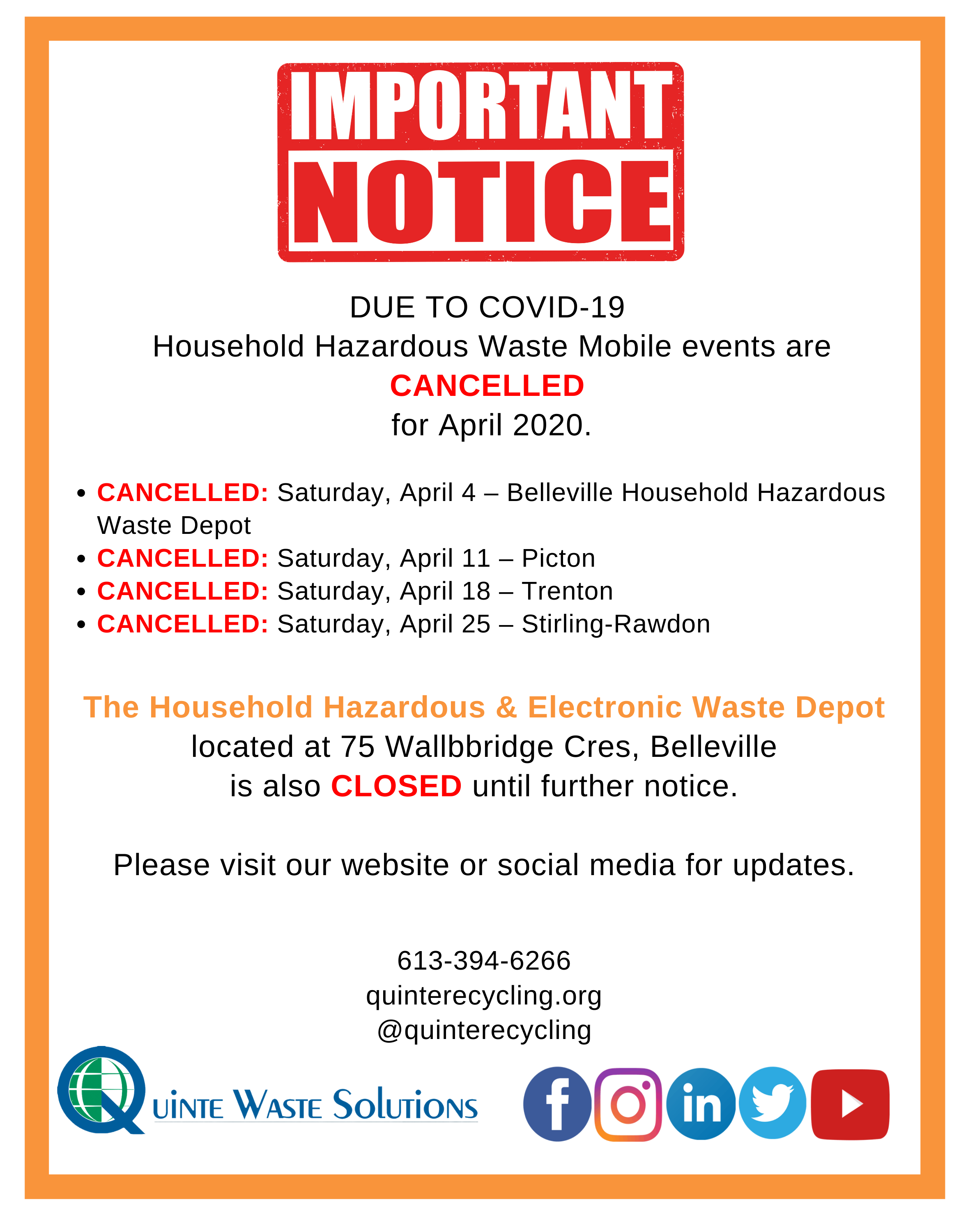 Quinte Waste Solutions Update — Municipality of Marmora and Lake