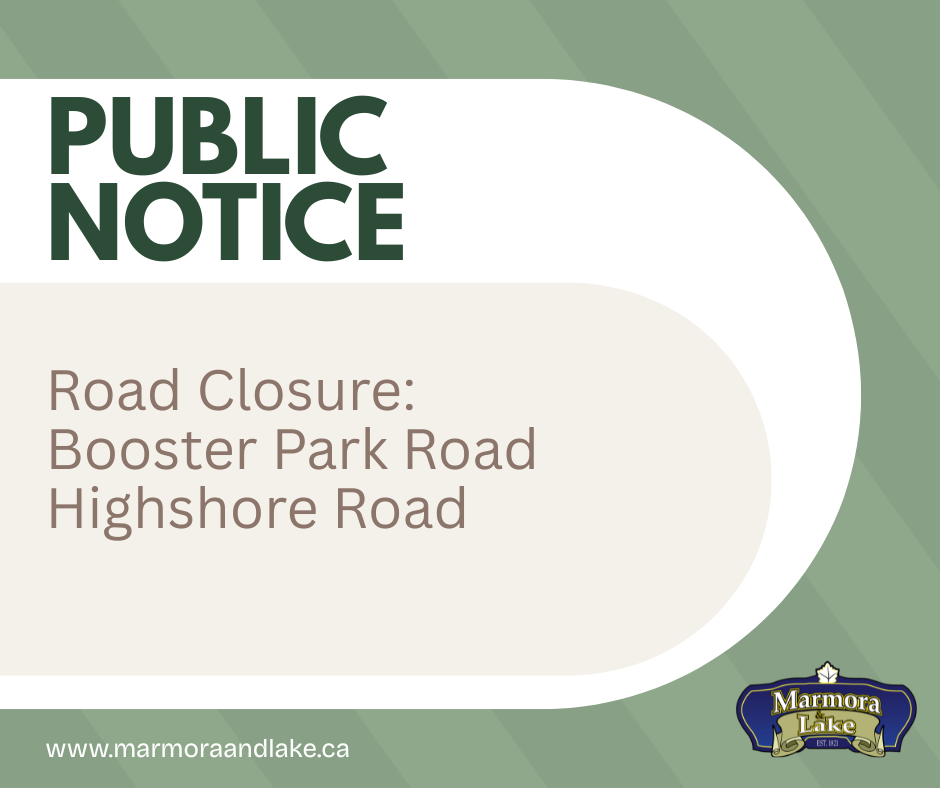 Public Notice: Road Closures on Booster Park and Highshore Roads