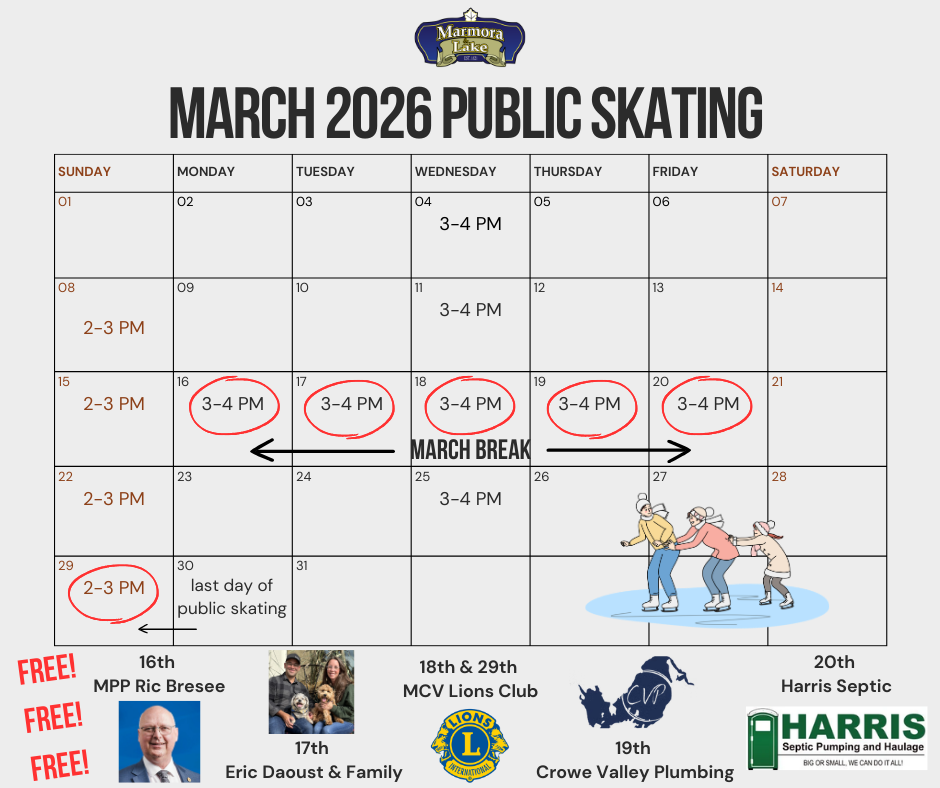 Reminder of FREE public skating during March Break!