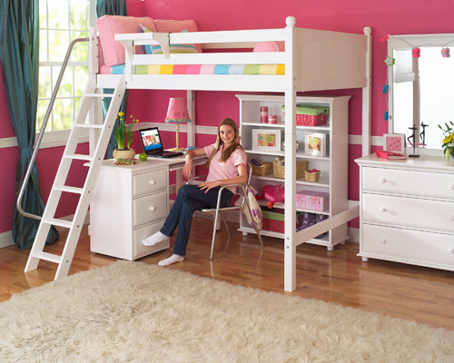 full bunk bed with desk underneath