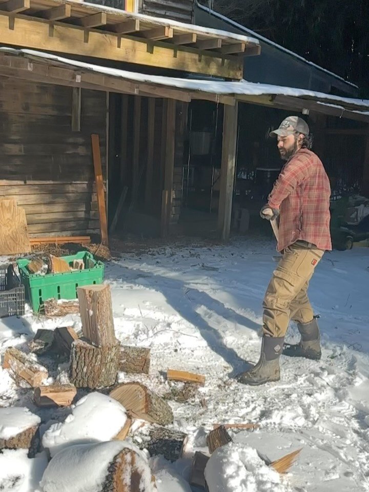 In case y&rsquo;all were wondering what we farmers do in the Winter:

Chop wood.
Carry water.

&amp; prepare for Spring CSA.