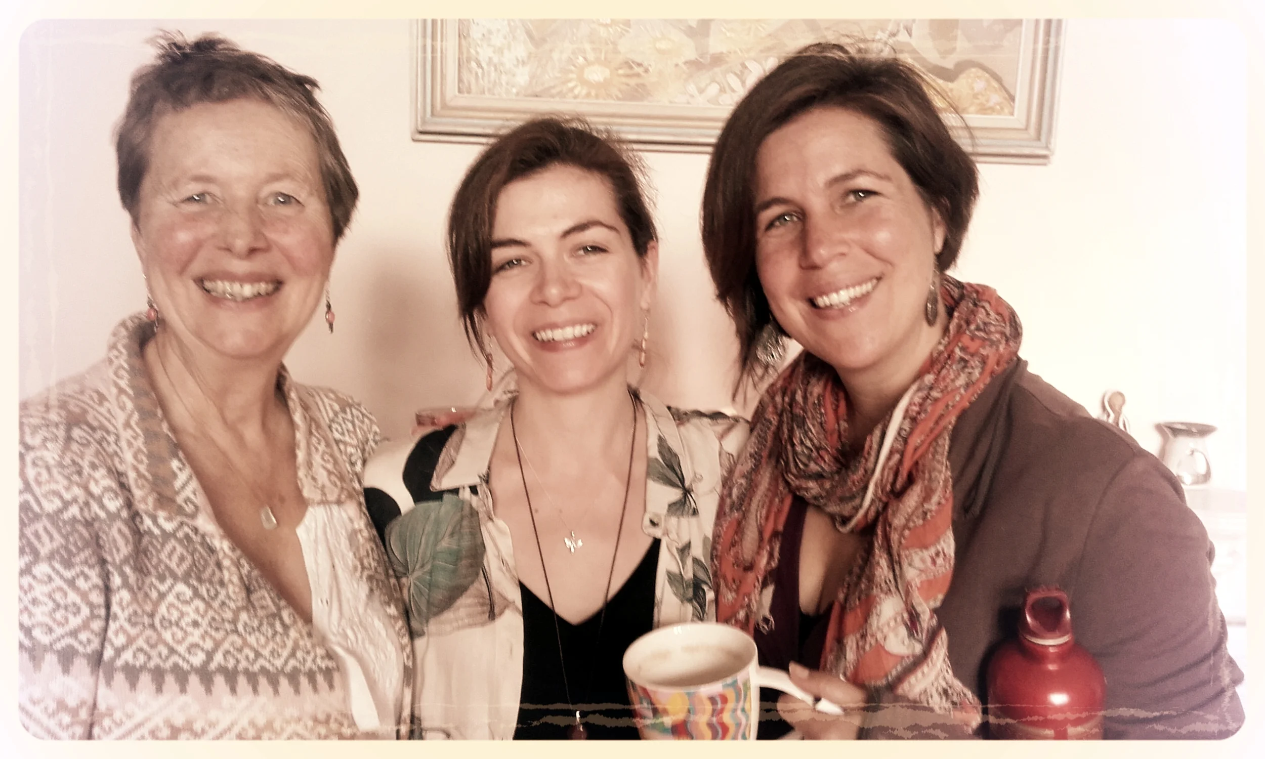 Alexandra Pope, Lisa de Jong and Sjanie Hugo Wurlitzer at the Women's Quest Apprenticeship, Stroud, 2017