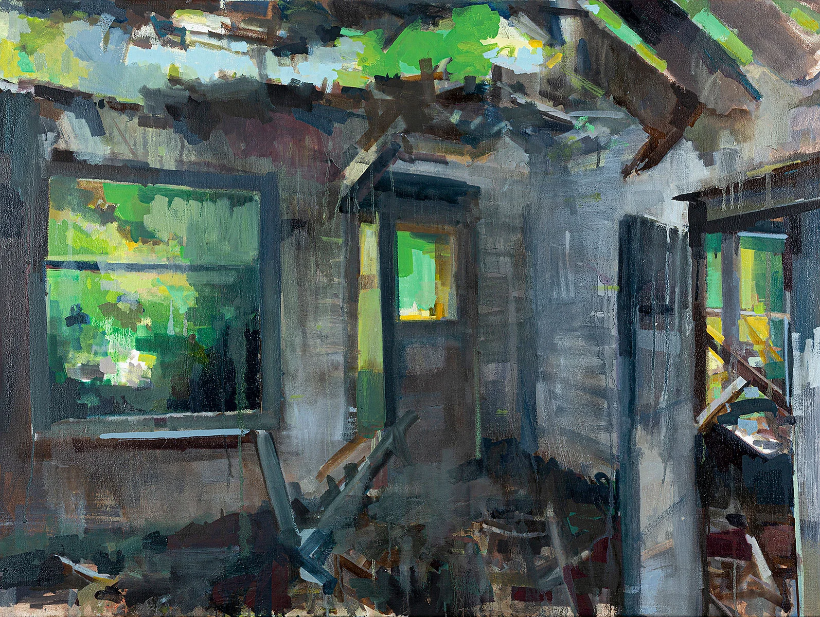 “Midsummer Sun in an Empty Room”, #12, oil on canvas, 30”x40”, 2019, available