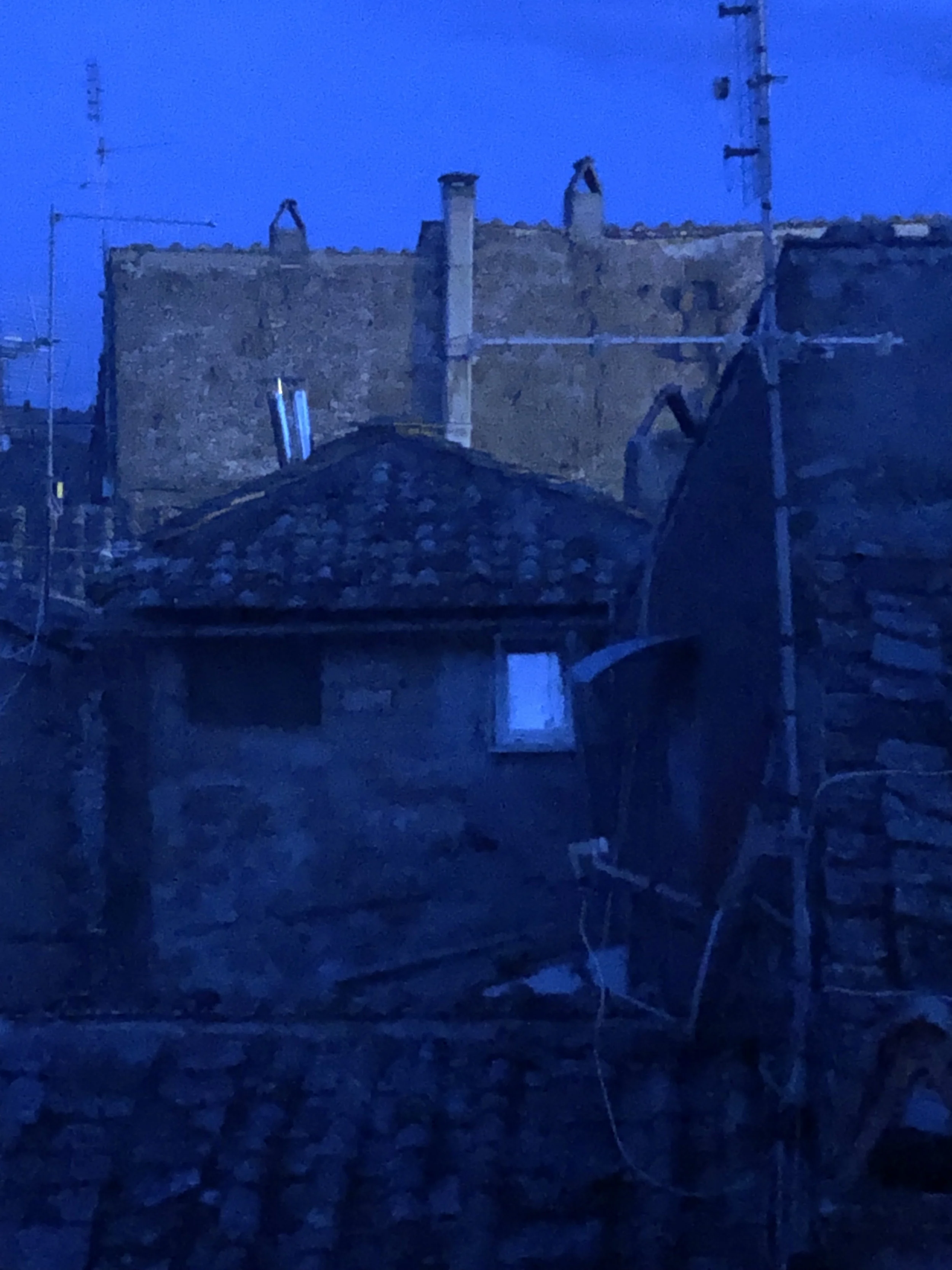 predawn color out the Palazzo window, full moon