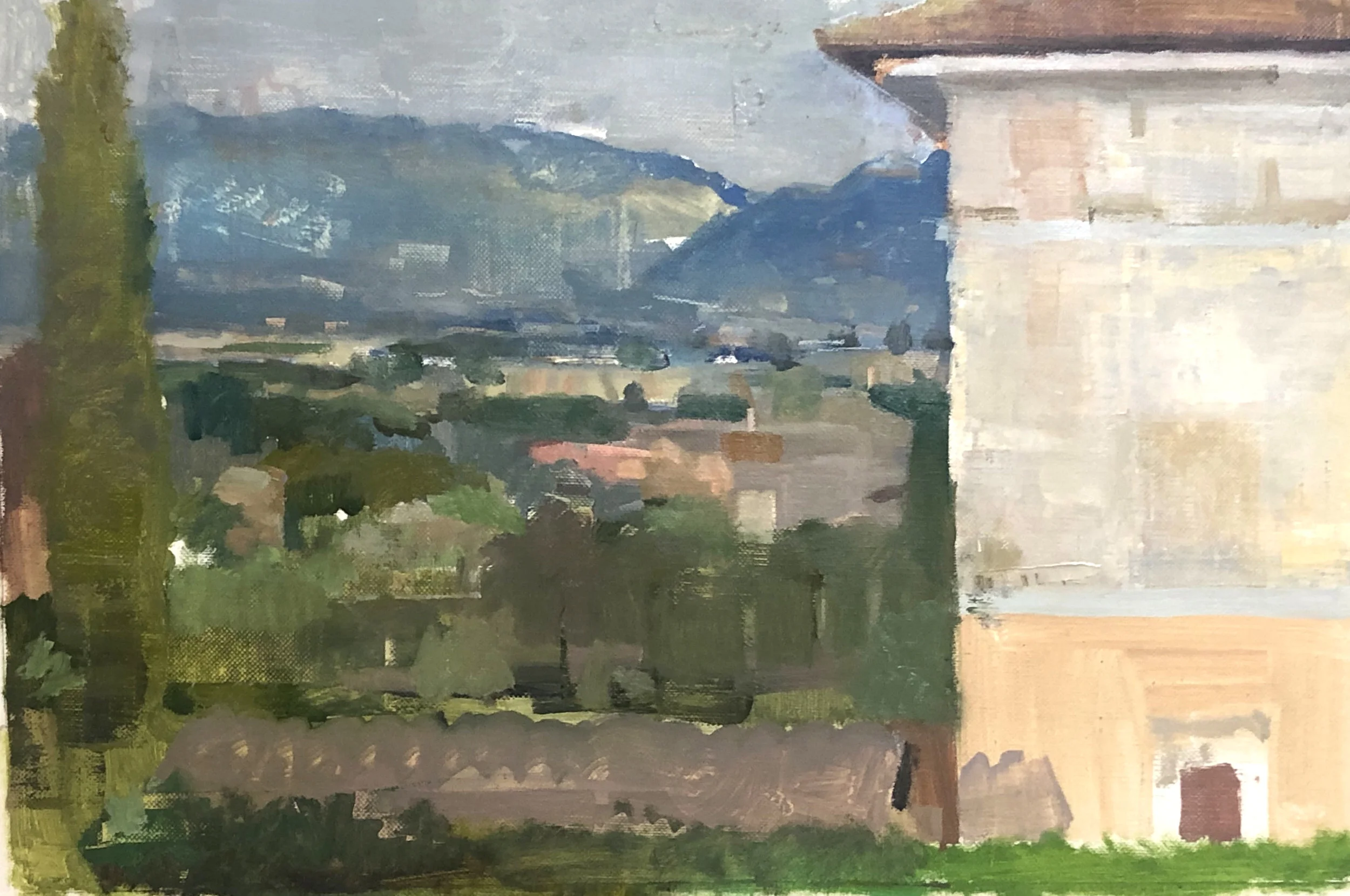 “Villa Bianca from IH’s Terrace”, oil on linen, 2019