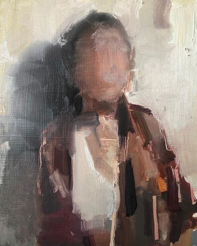 A quick small one from last week.  Nice to switch gears and work with the figure, and turns out if you have a great model, remote can be pretty good &mdash; thanks @natalia_lifemodel 🙏

Available, 5x7 ish, oil on panel
