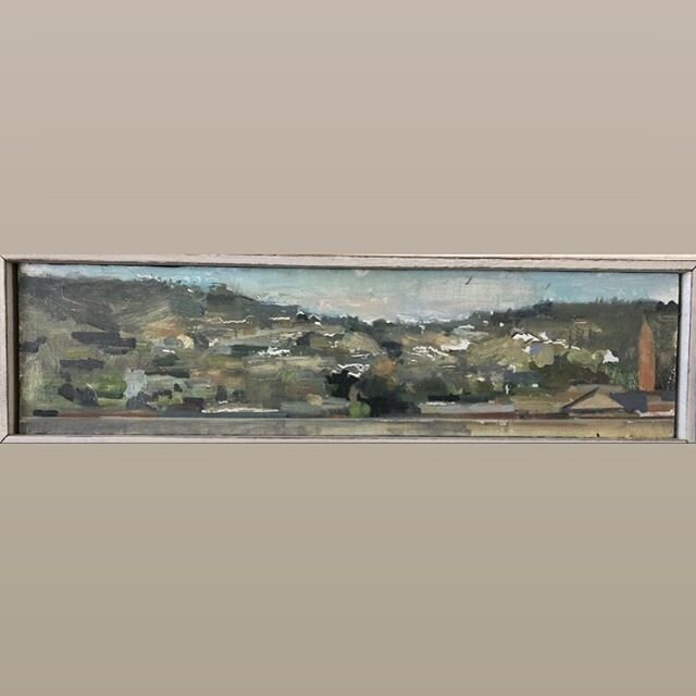 A little panorama, maybe 5 inches high, East Oakland in the afternoon light, recently framed.  Was hard to leave it here but glad I did.