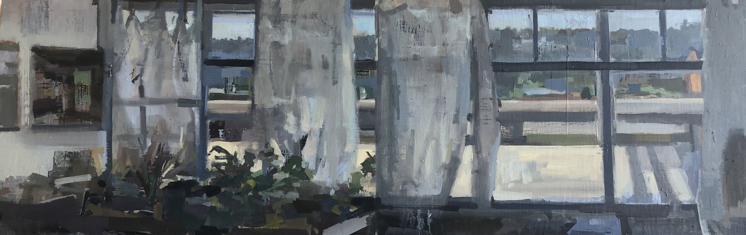 Oakland Studio #36, oil on panel, 12x36, 2019-2020, private collection