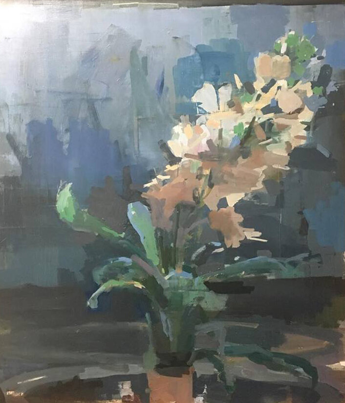 Twilight Blooms, oil on panel, 18x24. 2018