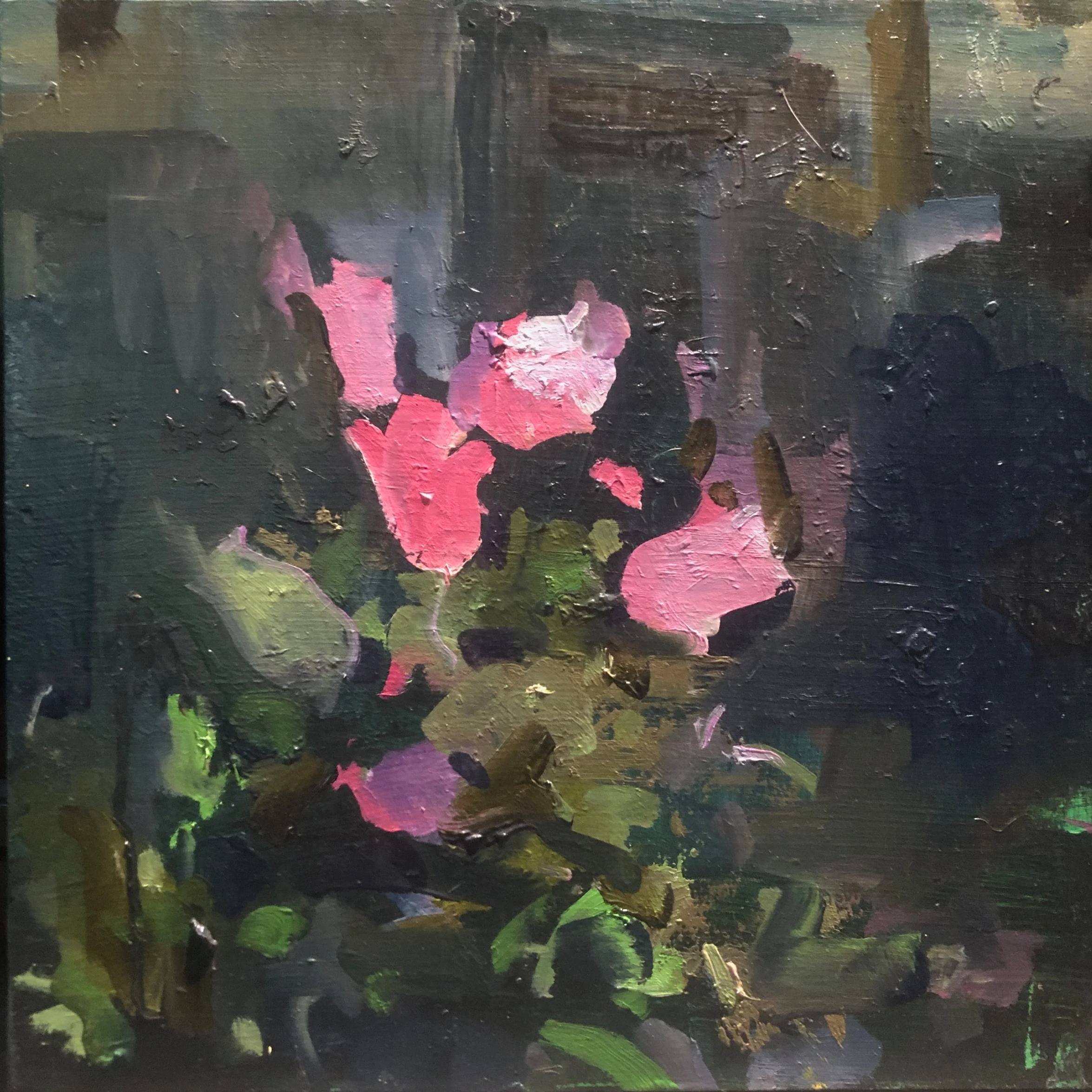 "Bellflowers in a Dark Room" 