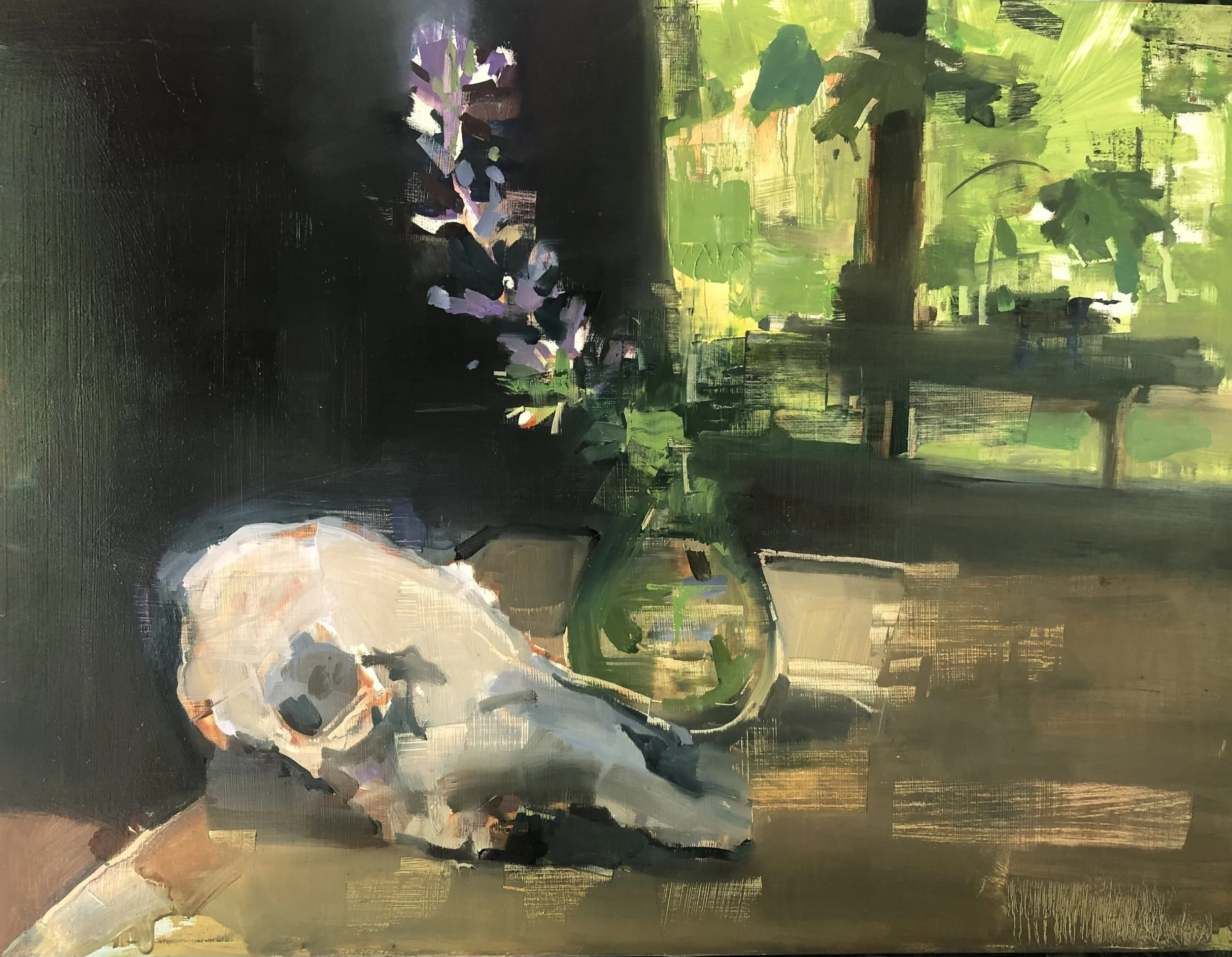 Still Life with Deer Skull and Blue Lupine