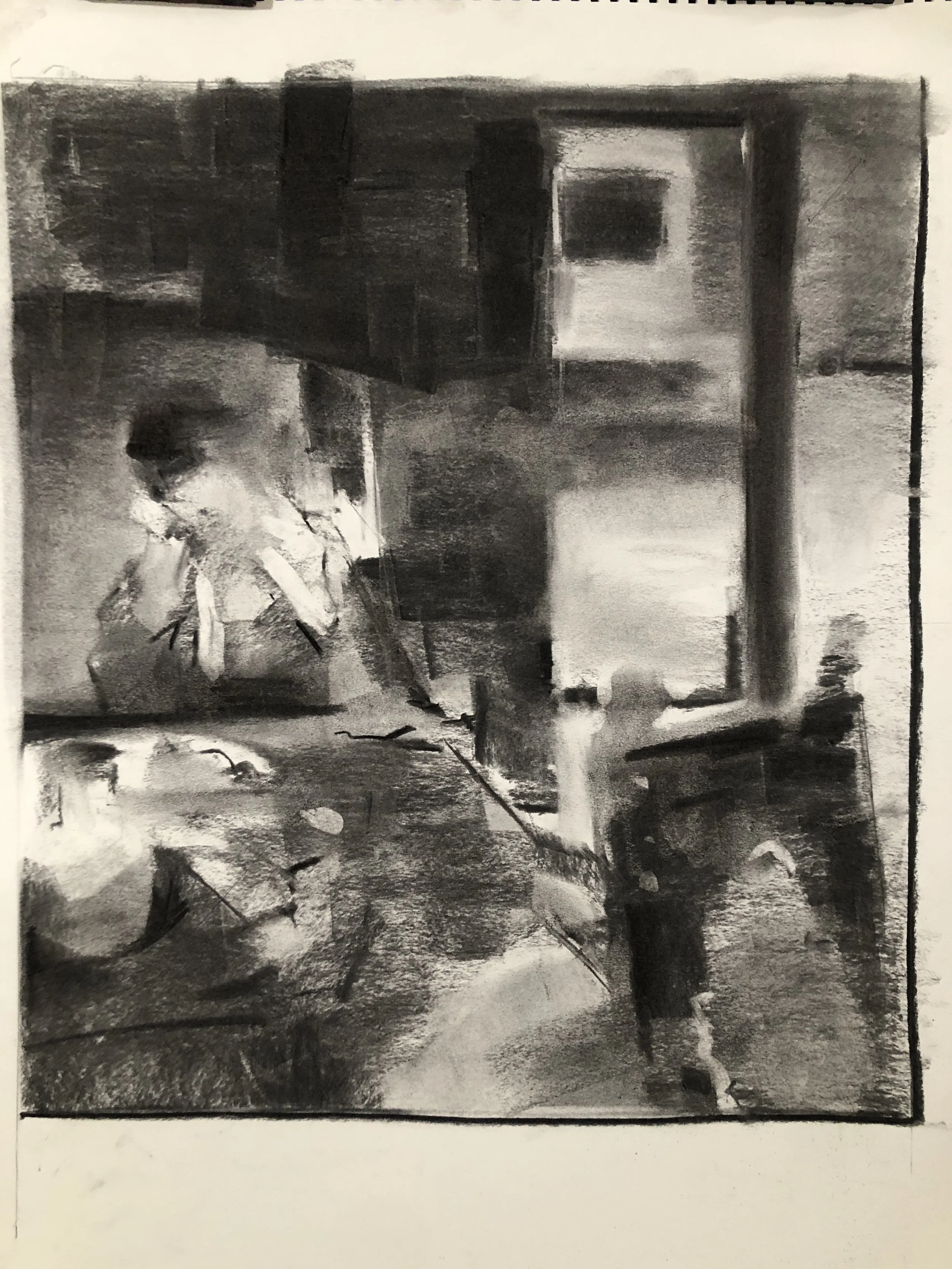 after vermeer maid at rest charcoal drawing.JPG