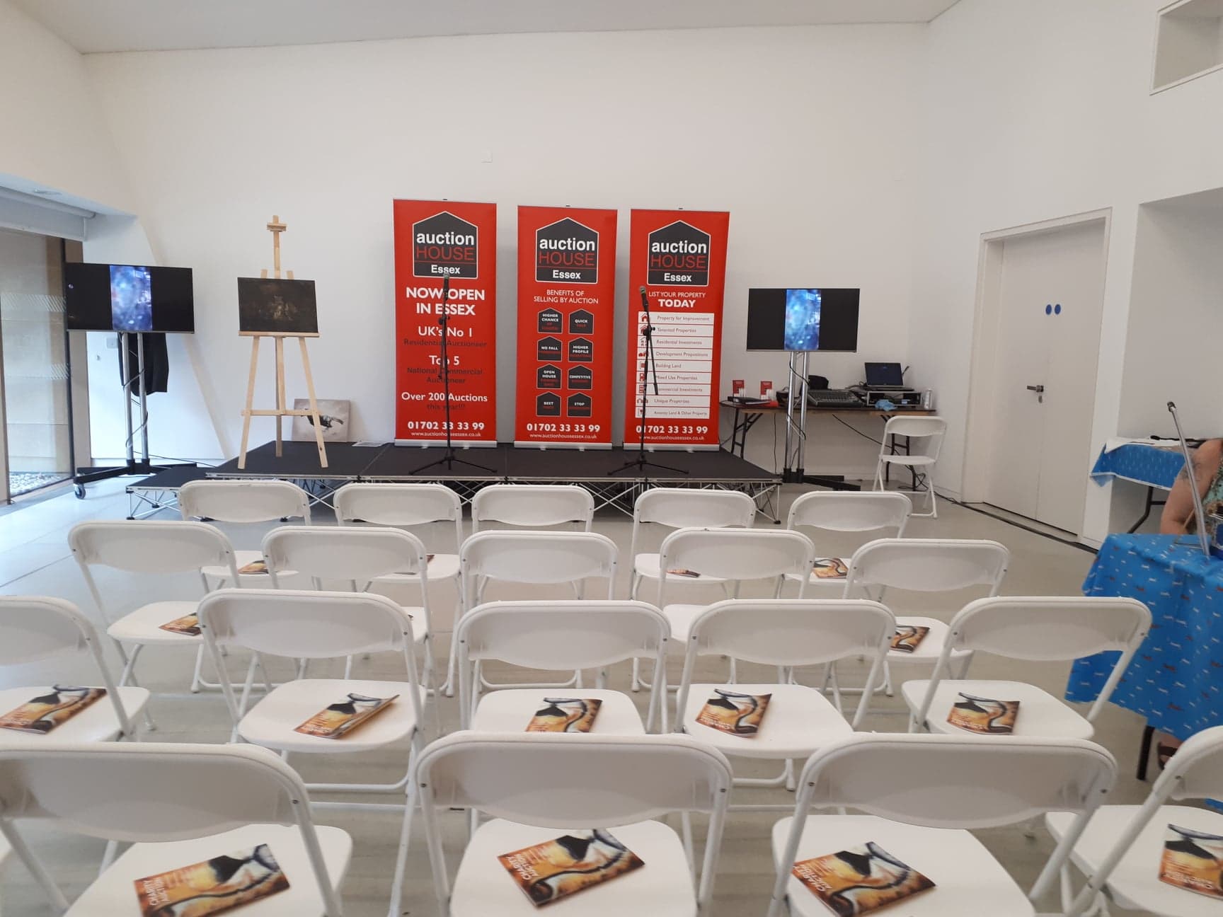 owap ar our fundraiser event set up auction section of the room firstsite colchester uk 20 JULY 2018.jpg