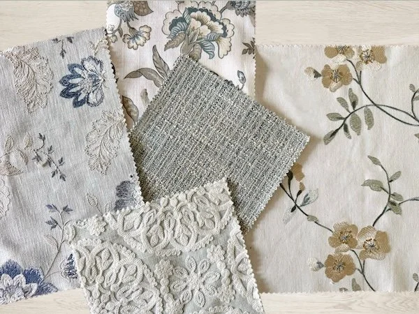 fabric samples for a master bedroom project