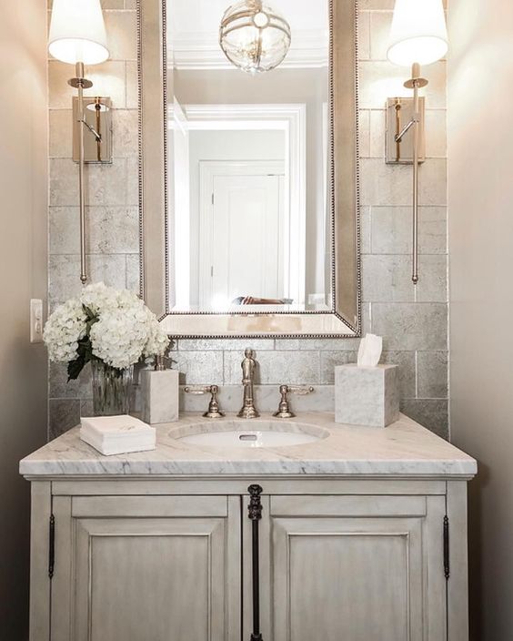 Create Powder Rooms That Wow Your Guests, White Powder Room Vanity