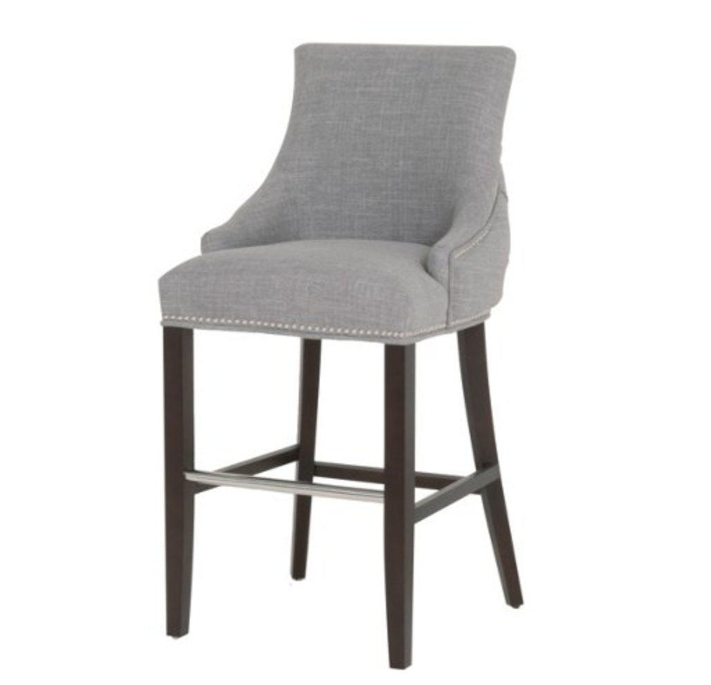 upholstered gray counter stool