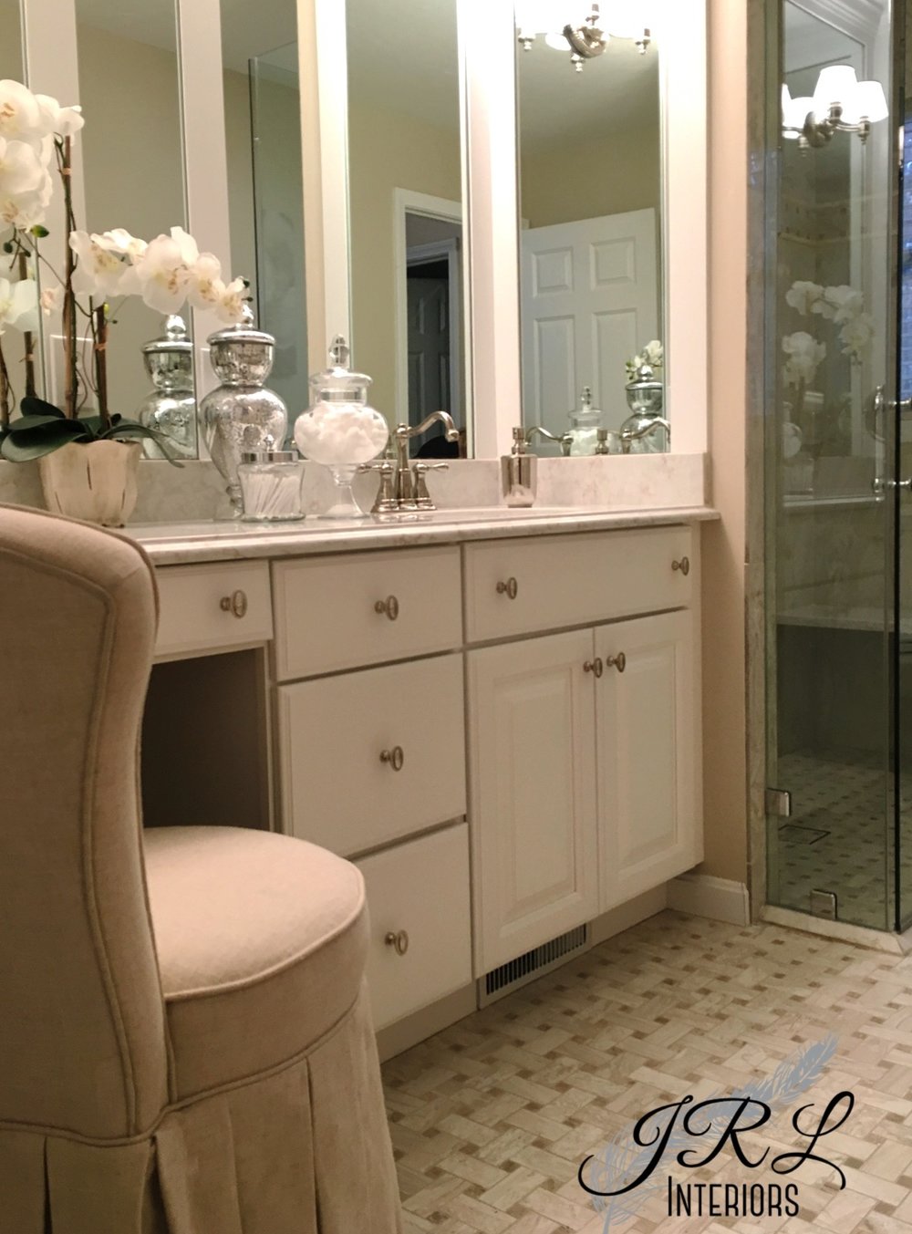 Jrl Interiors What Height Stool Do I, Bathroom Vanity Chairs With Casters