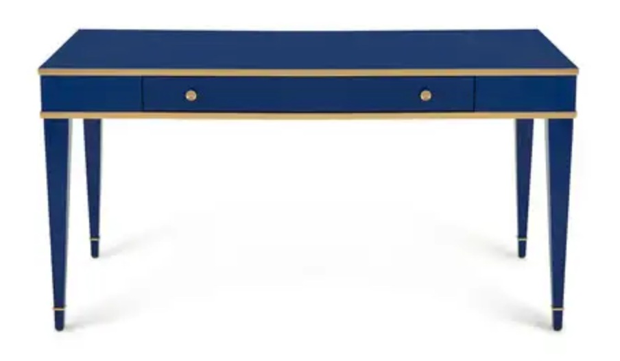 Chic navy writing table by Barclay Buttera