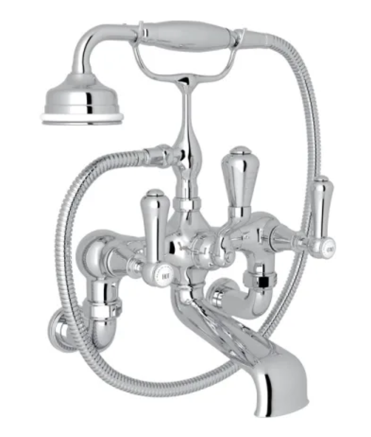 wall mount tub filler with handheld shower