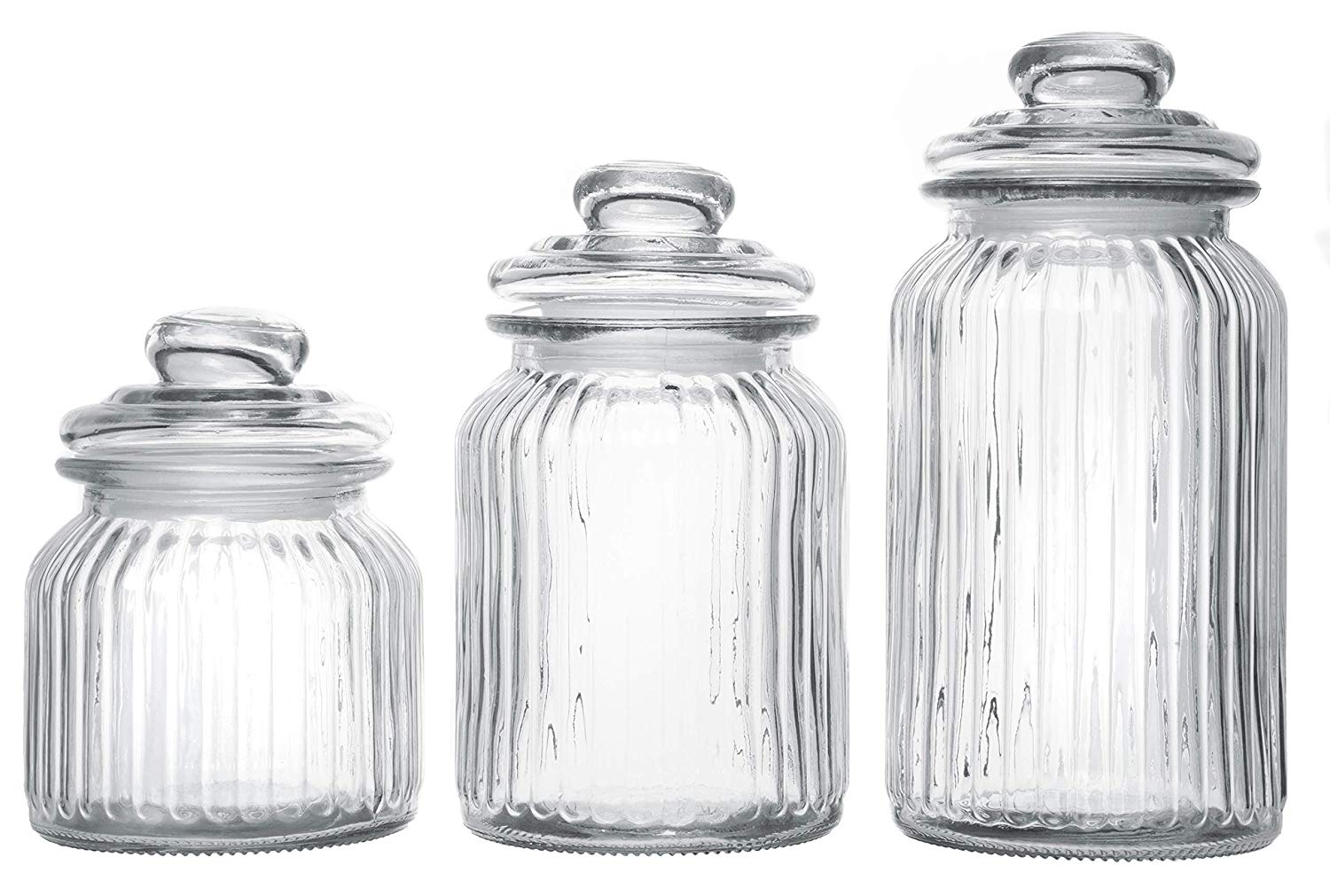 ribbed glass jar set
