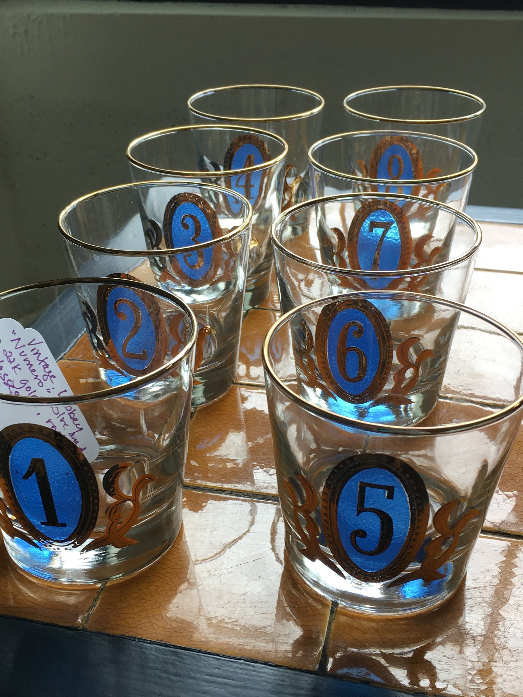 Numbered barware glasses