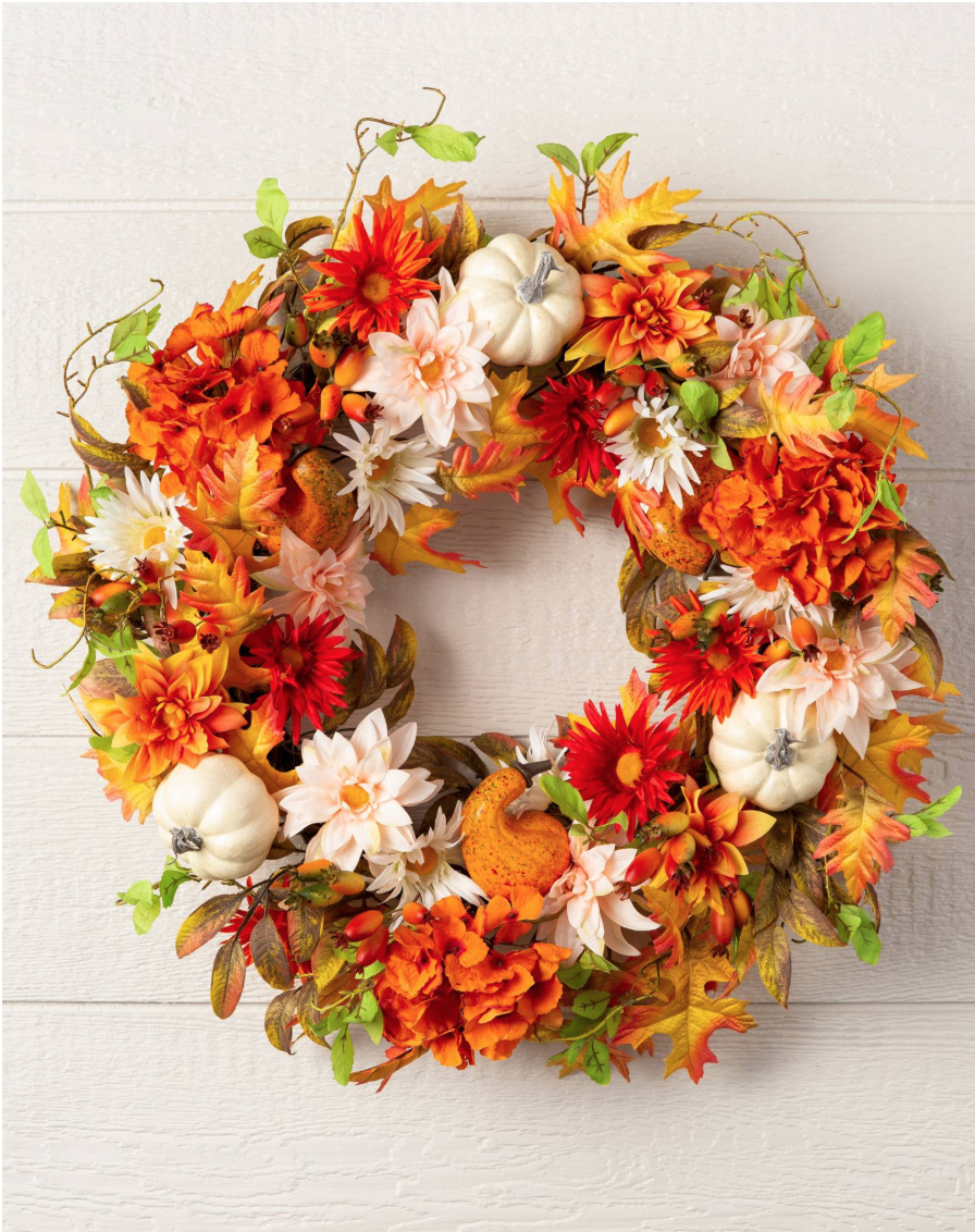 White pumpkin wreath 30"