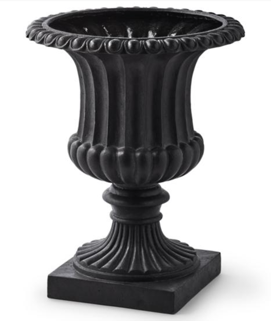Black faux cast iron urn