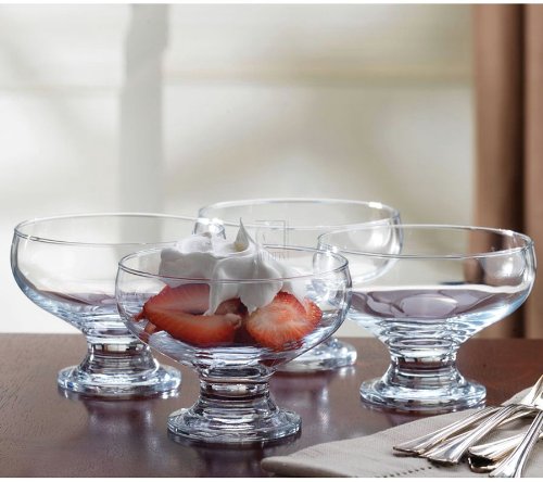 Set/4 footed glass dessert bowls