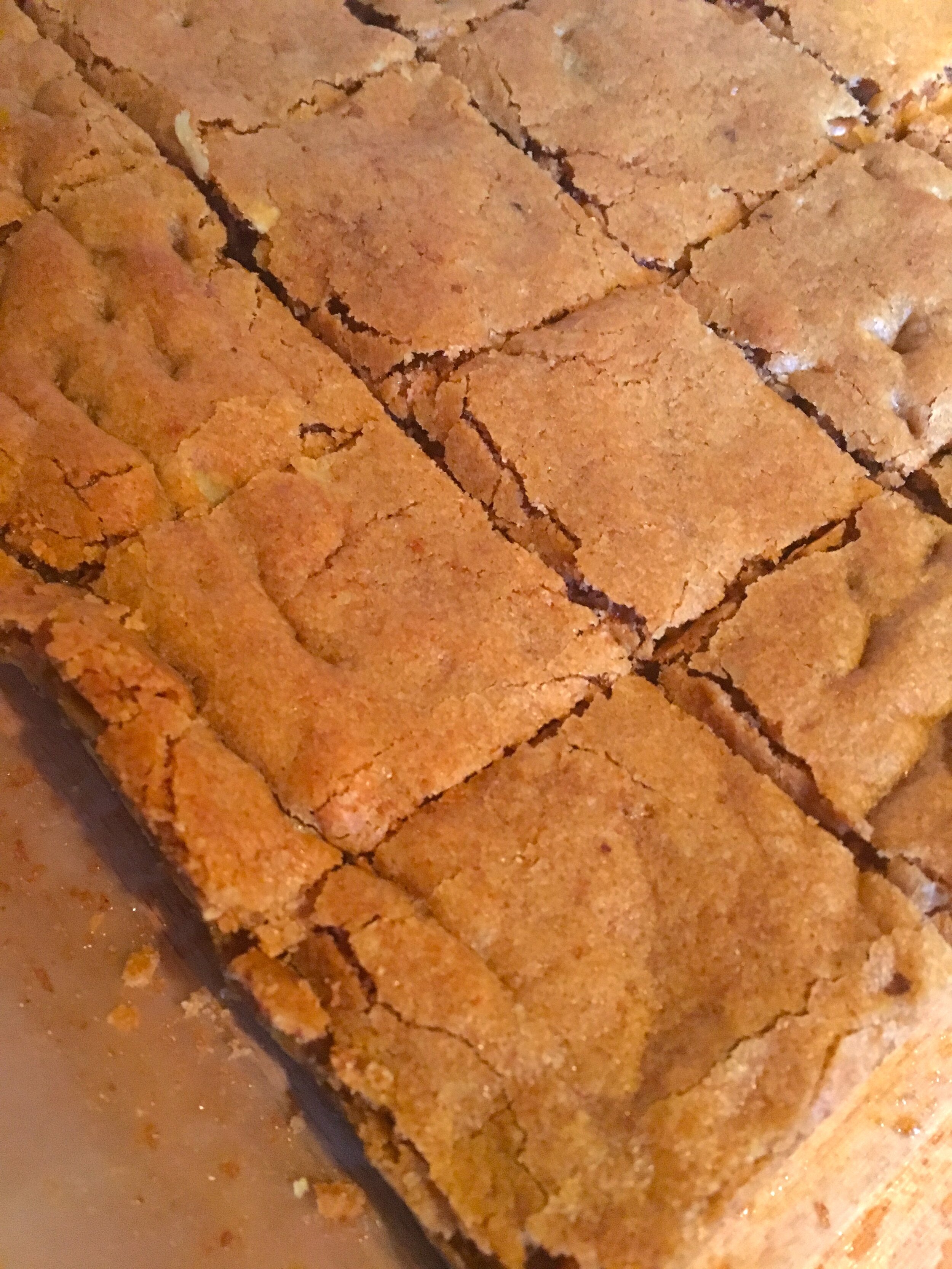 Butterscotch brownies cut into squares