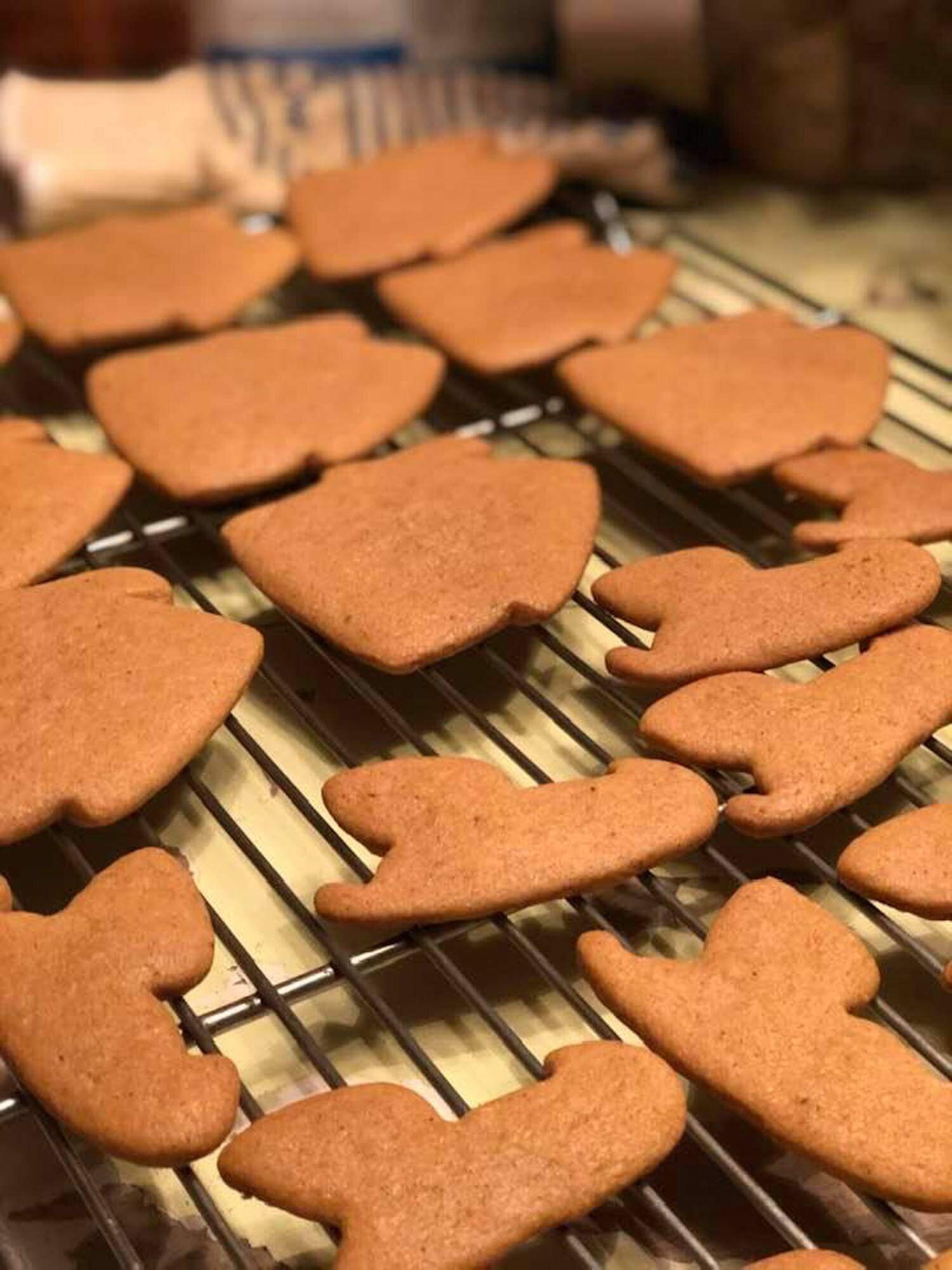 Gingerbread cookies waiting for frosting!