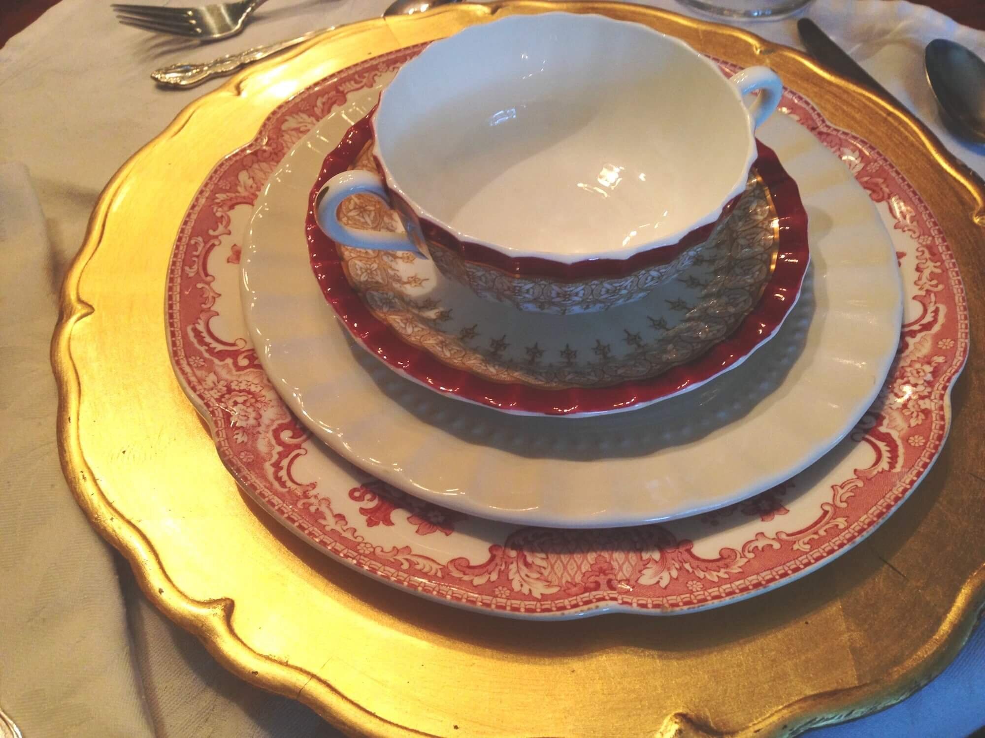 Set of Red-Banded Williams-Sonoma Dinnerware