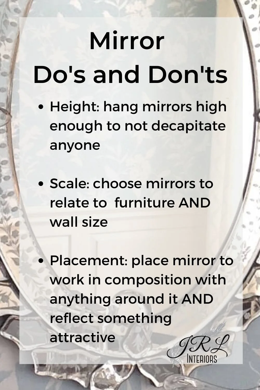 JRL Interiors — How to choose the right mirror